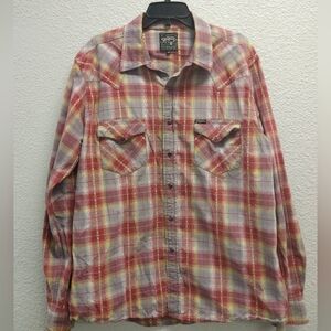 Southern Thread plaid pearl snap western shirt